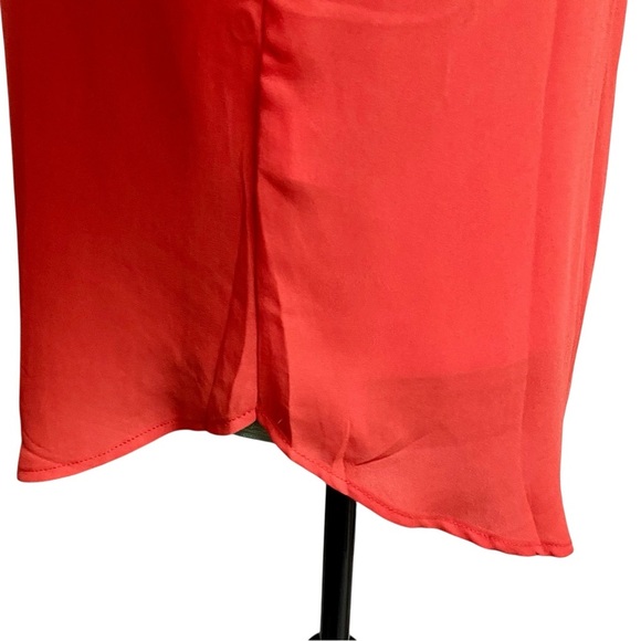 J.Crew Drapey Band Collar Blouse Small Orange Red Ruffle Cuff Shirt NWT - Picture 7 of 13